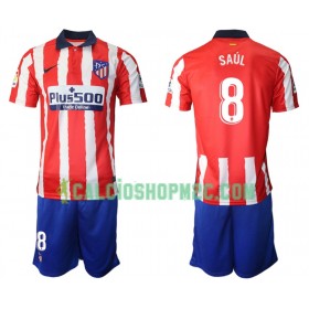 Atlético Madrid Saul Niguez 8 Bambino Maglia Prima 2020/2021 Manica Corta (+ Pantaloncini)